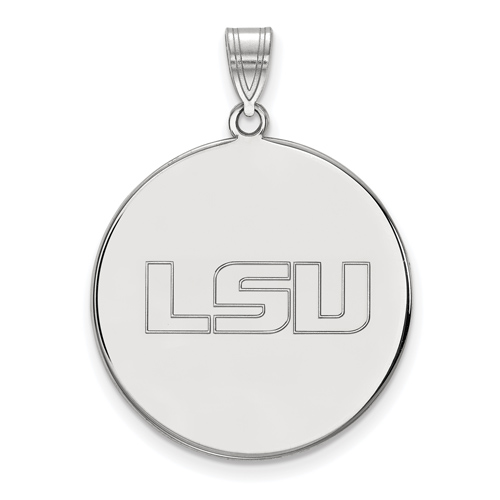 Sterling Silver 1in Louisiana State University LSU Round Pendant