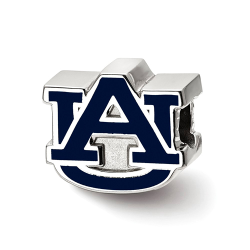 Sterling Silver Auburn University Blue Enamel Bead