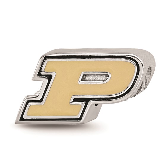 Sterling Silver Purdue University P Enameled Bead