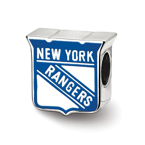 Sterling Silver New York Rangers Bead with Blue Enamel