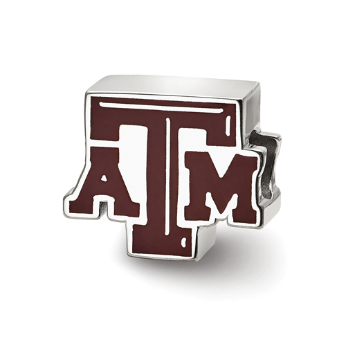 Sterling Silver Texas A&M University ATM Enameled Logo Bead