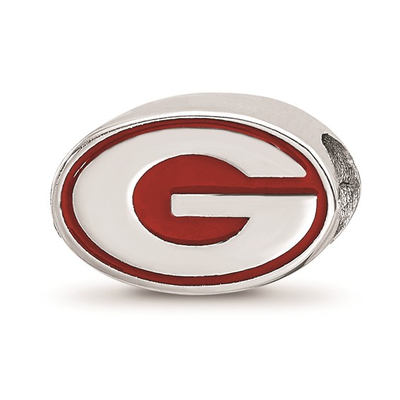 Sterling Silver University of Georgia G Red and White Enamel Bead