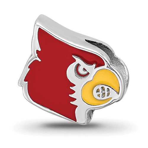 Sterling Silver University of Louisville Cardinal Enameled Bead
