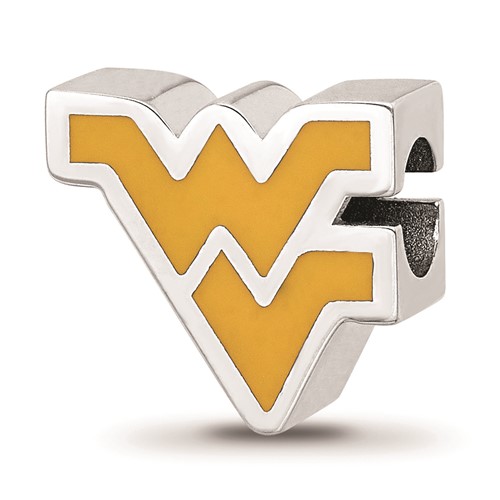 Sterling Silver West Virginia Mountaineers Enamel Bead