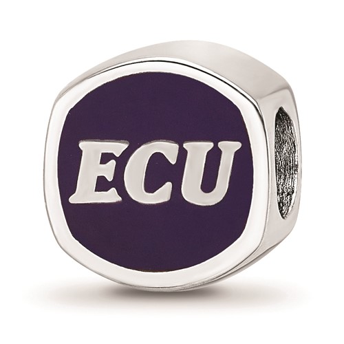 Sterling Silver East Carolina University Cushion Bead