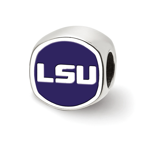 Sterling Silver Louisiana State University LSU Cushion Bead