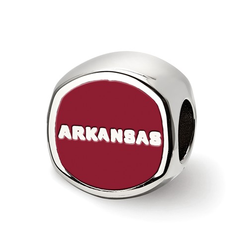 Sterling Silver University of Arkansas Double-sided Bead
