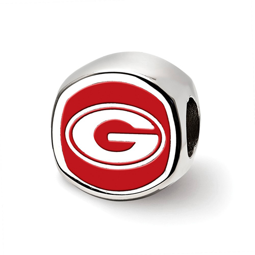 Sterling Silver University of Georgia G Red Enameled Bead