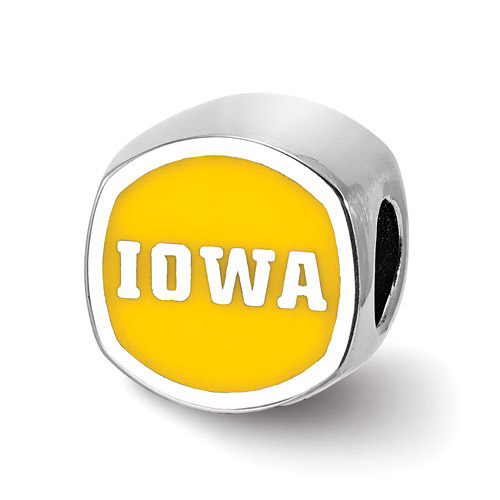 Sterling Silver University of Iowa Cushion Bead