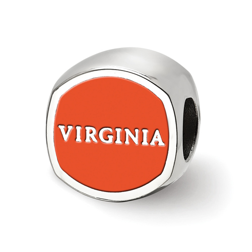 Sterling Silver University of Virginia Cushion Shaped Logo Bead