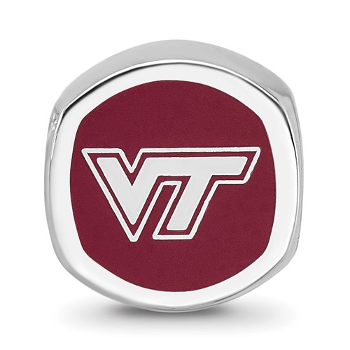 Sterling Silver Virginia Tech Enamel Cushion Bead