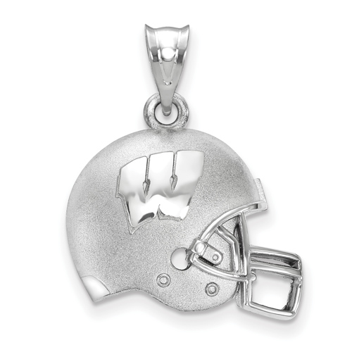 Sterling Silver 5/8in University of Wisconsin Football Helmet Pendant