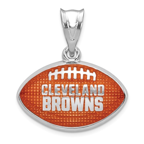 Sterling Silver Cleveland Browns Enameled Football Pendant