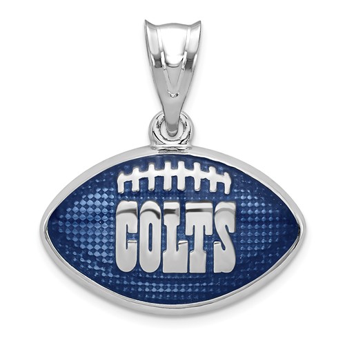 Sterling Silver Indianapolis Colts Enameled Football Pendant