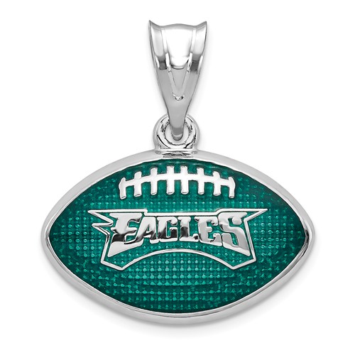Sterling Silver Philadelphia Eagles Enameled Football Pendant SS508EAG