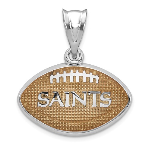 Sterling Silver New Orleans Saints Enameled Football Pendant SS508SAI