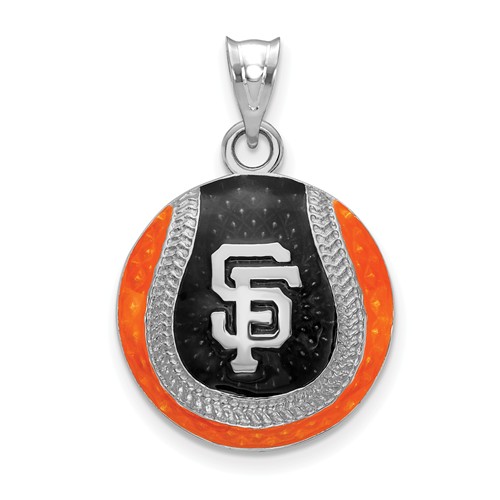 Sterling Silver San Francisco Giants Enameled Baseball Pendant 3/4in