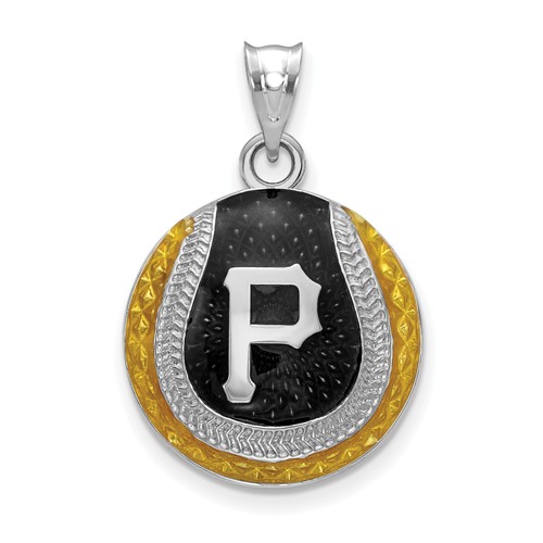 Sterling Silver Pittsburgh Pirates Enameled Baseball Pendant 3/4in