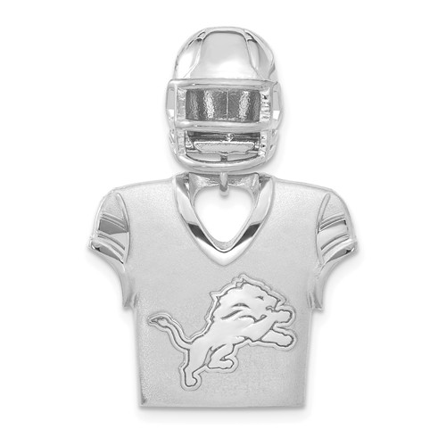 Sterling Silver Detroit Lions Jersey Helmet Pendant 1 1/4in