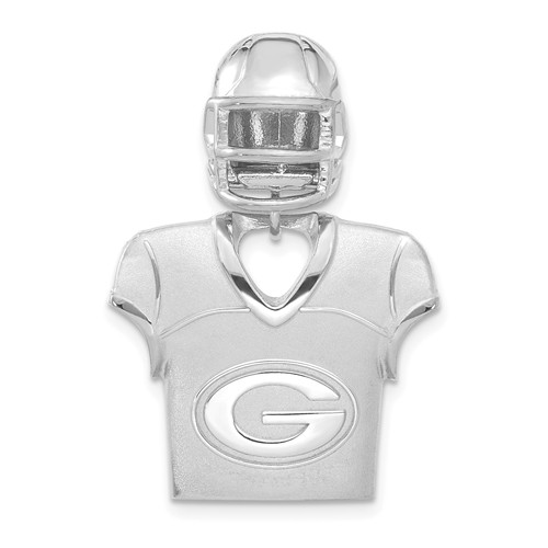 Sterling Silver Green Bay Packers Jersey Helmet Pendant 1 1/4in