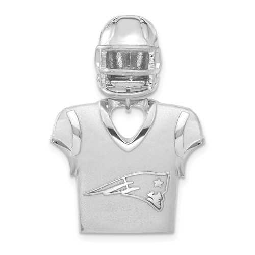 Sterling Silver New England Patriots Jersey Helmet Pendant 1 1/4in