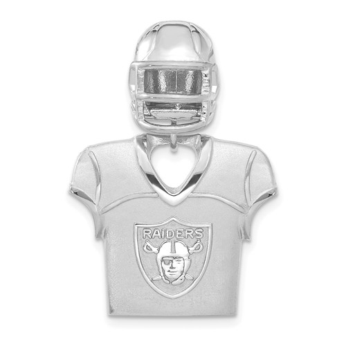 Sterling Silver Oakland Raiders Jersey Helmet Pendant 1 1/4in