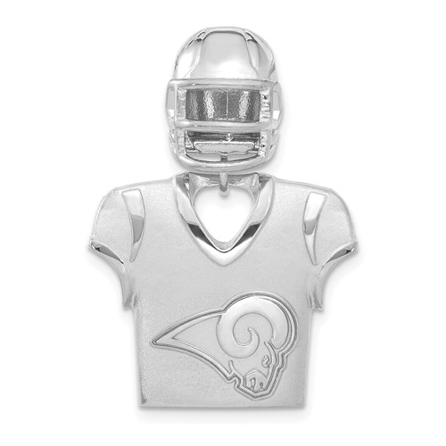 Sterling Silver Los Angeles Rams Jersey Helmet Pendant 1 1/4in