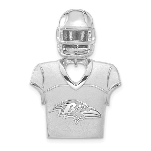 Sterling Silver Baltimore Ravens Jersey Helmet Pendant 1 1/4in