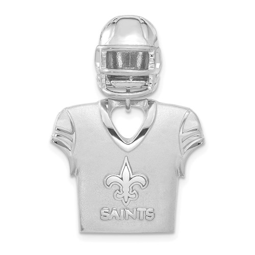 Sterling Silver New Orleans Saints Jersey Helmet Pendant 1 1/4in