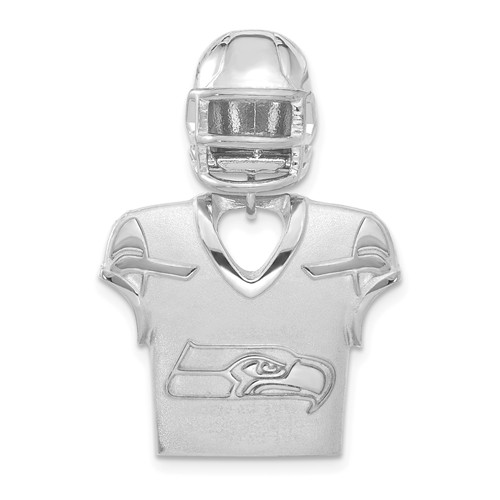Sterling Silver Seattle Seahawks Jersey Helmet Pendant 1 1/4in