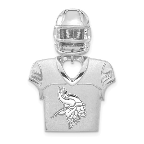 Sterling Silver Minnesota Vikings Jersey Helmet Pendant 1 1/4in