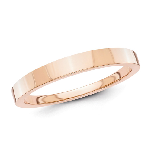 14kt Rose Gold 3mm Tapered Polished Wedding Band