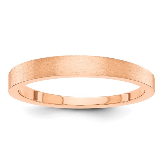 14kt Rose Gold 3mm Tapered Satin Wedding Band