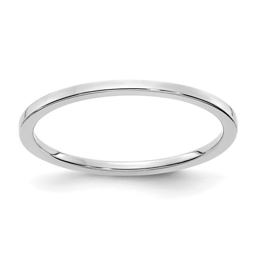 14k White Gold Stackable Flat Ring with Polished Finish 1.2mm