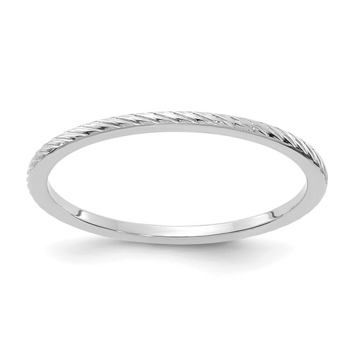 14k White Gold Twisted Wire Stackable Ring 1.2mm