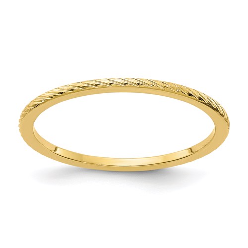 14k Yellow Gold Twisted Wire Stackable Ring 1.2mm