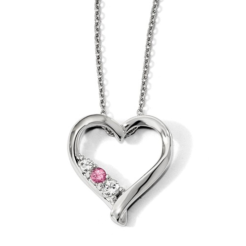 Sterling Silver Swarovski Clear and Pink Topaz Jessica Heart Necklace
