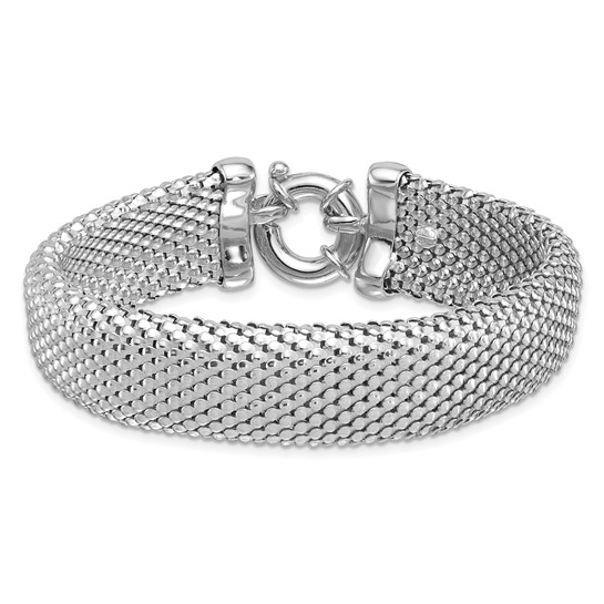 Sterling Silver Wide Mesh Snake Texture Bracelet 8in