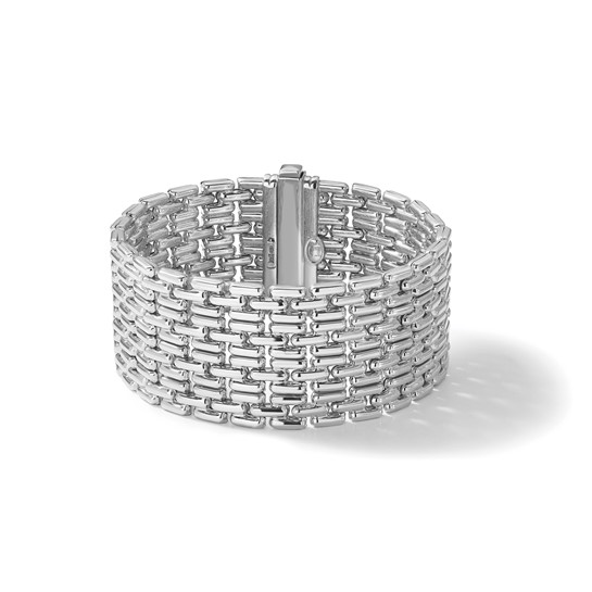 Wide Sterling Silver Panther Link Bracelet 7-Row Design