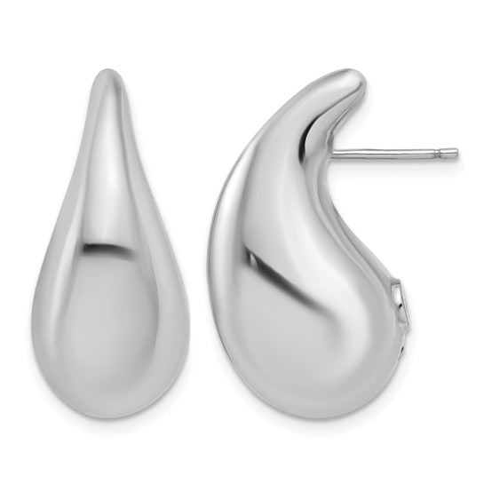 Sterling Silver Pufffed Teardrop Earrings 1in