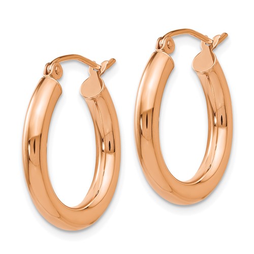 14kt Rose Gold 3/4in Round Hoop Earrings 3mm