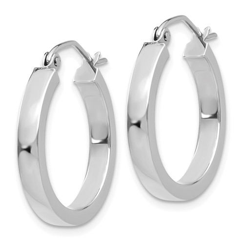 14k White Gold 3/4in Square Hoop Earrings 3mm T1043 | Joy Jewelers