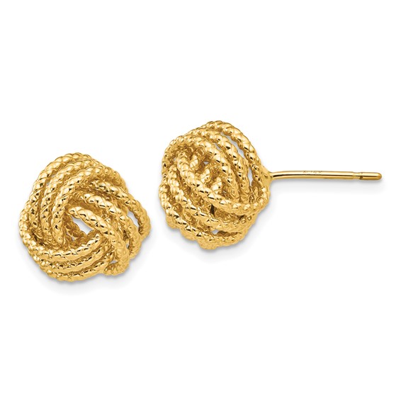 14kt Yellow Gold 1/2in Braided Love Knot Earrings