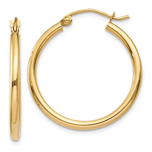 14kt Yellow Gold 1in Lightweight Classic Hoop Earrings