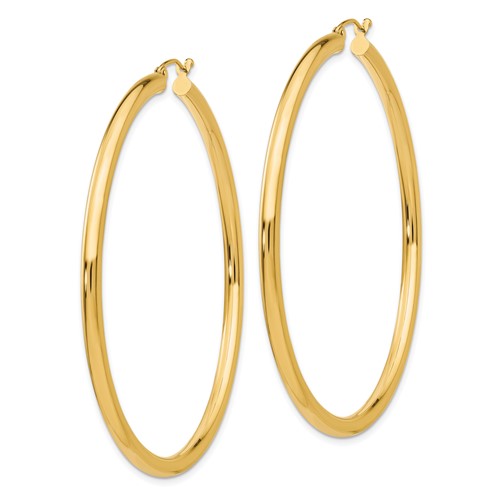 14kt Yellow Gold 2 3/8in Round Hoop Earrings 3mm