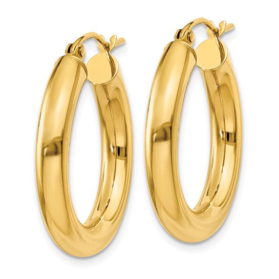 14k Yellow Gold 1in Lightweight Hoop Earrings 4mm