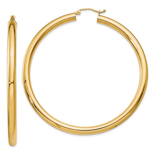14k Yellow Gold 2 3/8in Lightweight Hoop Earrings 4mm