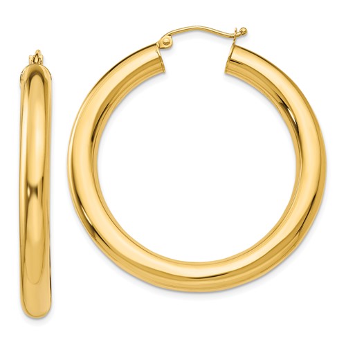14k Yellow Gold 1.5in Lightweight Hoop Earrings 5mm