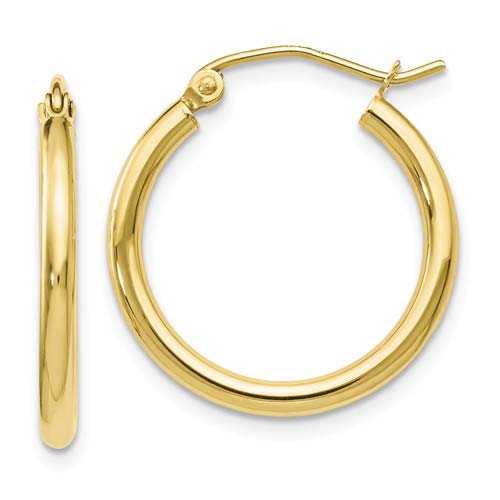 10k Yellow Gold 3/4in Classic Round Hoop Earrings 2mm