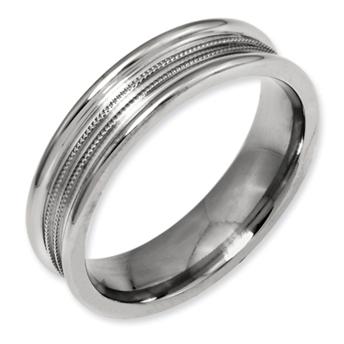 Titanium Grooved and Beaded 6mm Polished Band